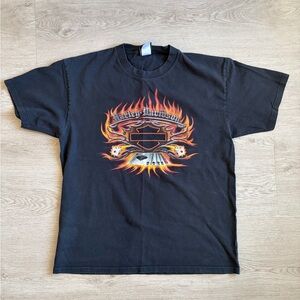 Vintage 2007 Harley-Davidson Black Tee with Fiery Graphic
